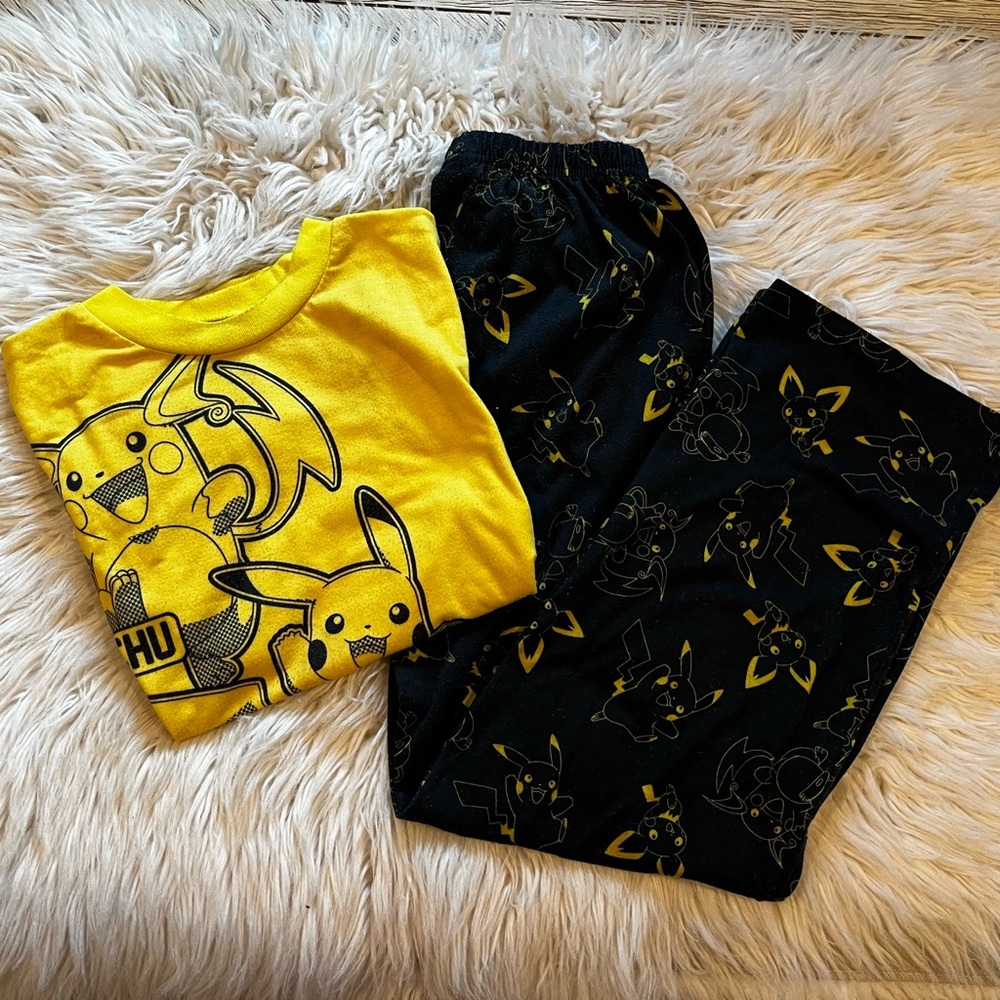 2 Pokemon Kids Pajamas Sets- Blue and Yellow/Black and Yellow - Picture 2 of 16